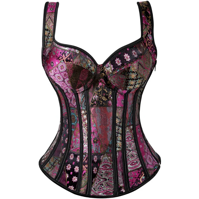 Women's Gothic Lace Up Corset Jacquard Shoulder Straps Tank Overbust Corset Bustiers Sexy Purple Lingerie Corset Top Plus Size
Women's Gothic Lace Up Corset Jacquard Shoulder Straps Tank Overbust Corset Bustiers Sexy Purple Lingerie Corset Top Plus Size