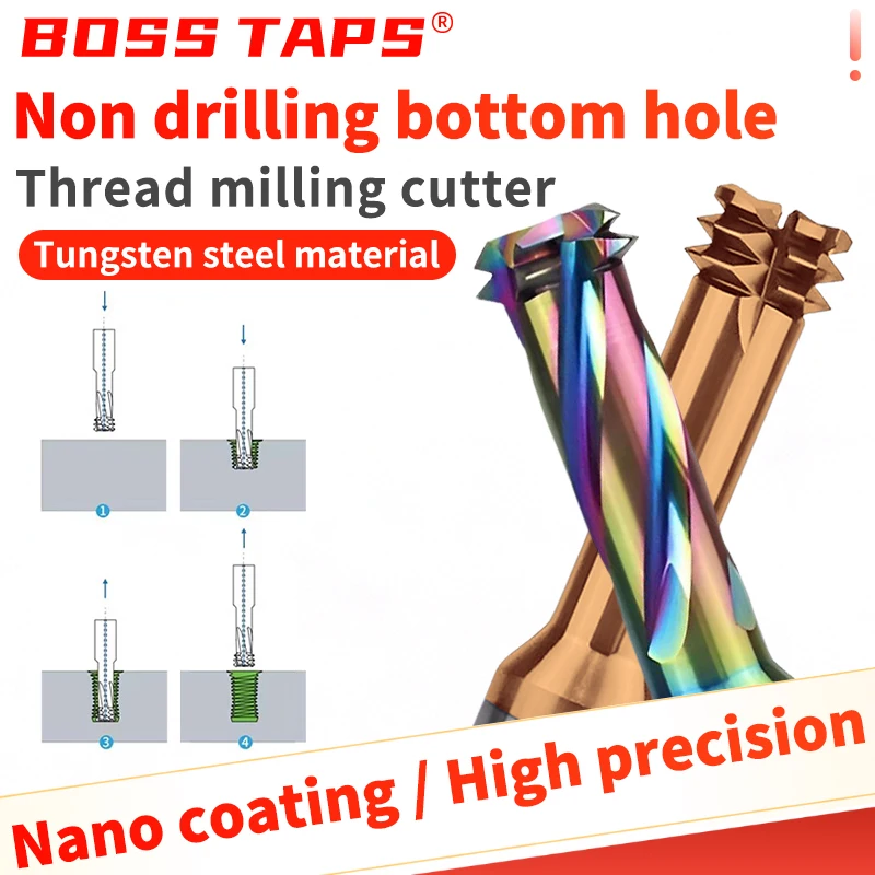 Фреза для нарезания резьбы BossTaps из вольфрамовой стали для алюминия, без сверления, композитная, M1.6 M2 M2.5 M3 M4 M5 M6 M8 M12
Фреза для нарезания резьбы BossTaps из вольфрамовой стали для алюминия, без сверления, композитная, M1.6 M2 M2.5 M3 M4 M5 M6 M8 M12