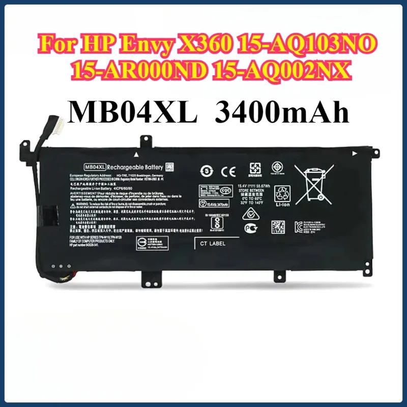 Laptop Battery MB04XL For HP Envy X360 15-AQ103NO 15-AR000ND 15-AQ002NX 843538-541 844204-850 TPN-W119 HSTNN-UB6X 15.4V
Laptop Battery MB04XL For HP Envy X360 15-AQ103NO 15-AR000ND 15-AQ002NX 843538-541 844204-850 TPN-W119 HSTNN-UB6X 15.4V