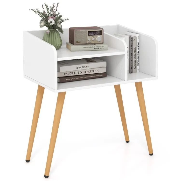 Mid-Century Modern End Table Nightstand Storage Side Shelf With Open Shelves
Mid-Century Modern End Table Nightstand Storage Side Shelf With Open Shelves