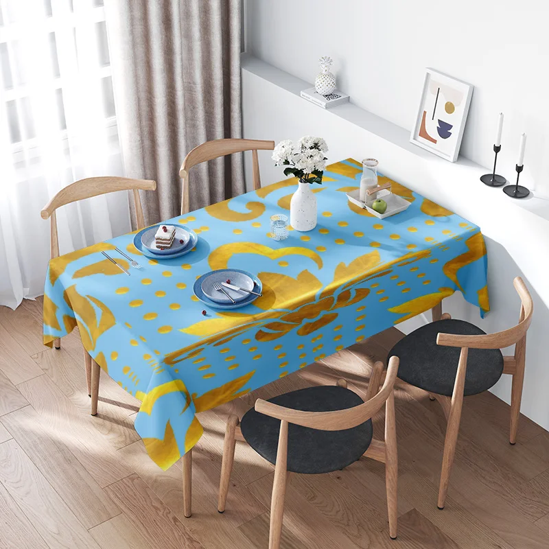 Modern Nordic Tablecloth: Blue and Yellow Floral Print Polyester Cover for Dining Room Decoration Home Decor in Table Linens fro
Modern Nordic Tablecloth: Blue and Yellow Floral Print Polyester Cover for Dining Room Decoration Home Decor in Table Linens fro