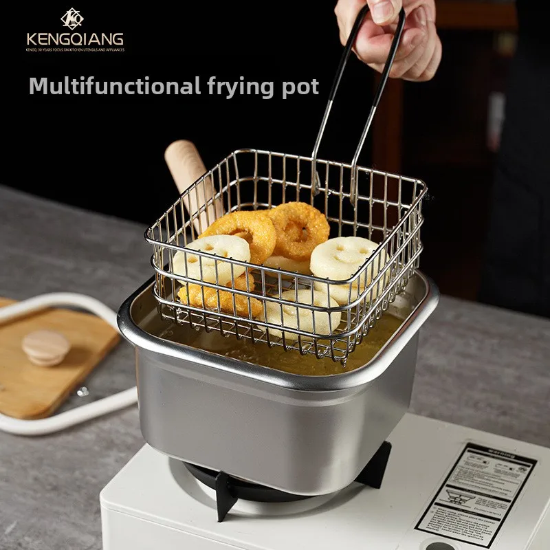 Фритюрница бытовая малая из нержавеющей стали 316 с фильтрующей корзиной и крышкой, квадратная кастрюля
Фритюрница бытовая малая из нержавеющей стали 316 с фильтрующей корзиной и крышкой, квадратная кастрюля