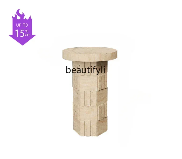 PPP K2344 Beige natural travertine edge few B & B living room household marble round flower stand small coffee table
PPP K2344 Beige natural travertine edge few B & B living room household marble round flower stand small coffee table