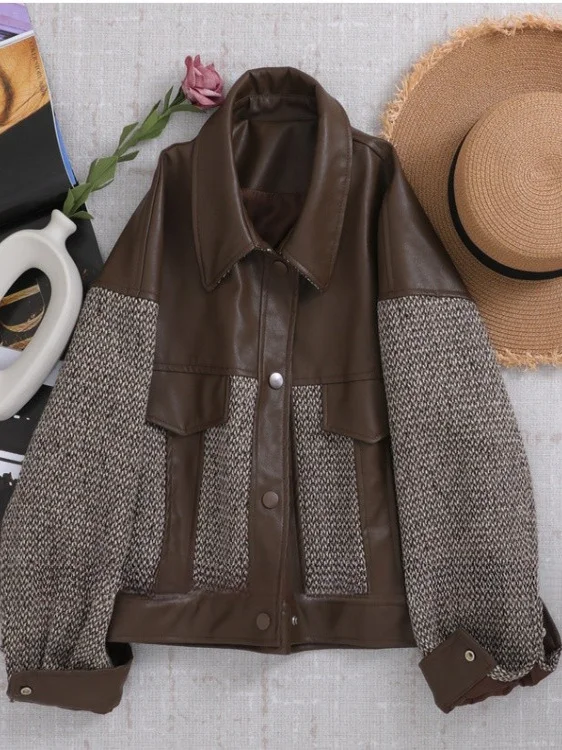 Large Size 300 Pounds American Coffee PU Leather Patchwork Short Jacket Loose Collar Men's Autumn Winter New Style Casual Coat
Large Size 300 Pounds American Coffee PU Leather Patchwork Short Jacket Loose Collar Men's Autumn Winter New Style Casual Coat