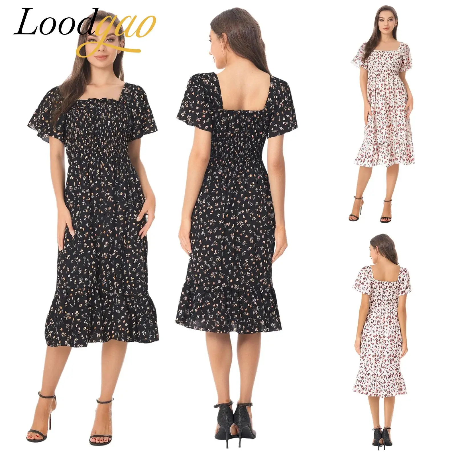 2025 Women Floral Dress Retro High Waist Elegant Short Sleeve Beach Party Gown Holiday Spring Summer Vacation Dress
2025 Women Floral Dress Retro High Waist Elegant Short Sleeve Beach Party Gown Holiday Spring Summer Vacation Dress