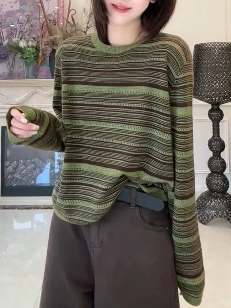 Korean Sle round Ne Knitted Open Cardigan Striped Versatile Agel Autumn 2025 New plus Size Warmth Woolen Top
Korean Sle round Ne Knitted Open Cardigan Striped Versatile Agel Autumn 2025 New plus Size Warmth Woolen Top