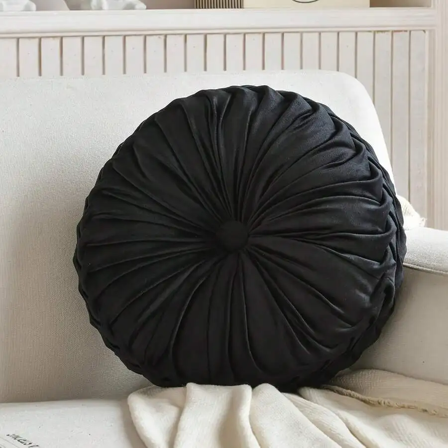Round Pleated Seat Cushion Vintage Velvet Floor Pillow Center Button Design For Sofa Vanity Chair Bed Decor
Round Pleated Seat Cushion Vintage Velvet Floor Pillow Center Button Design For Sofa Vanity Chair Bed Decor