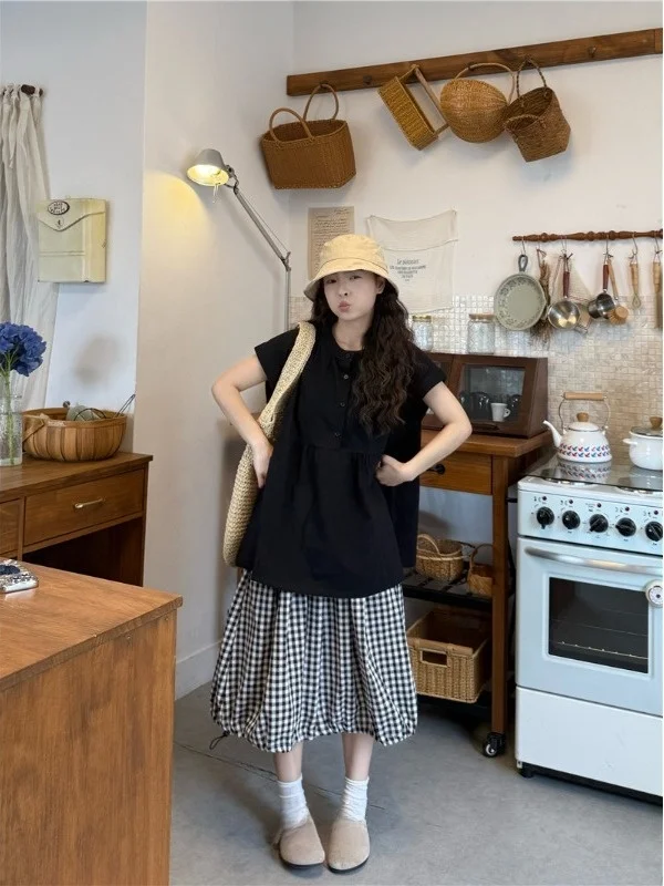 plus Size Lazy Style Summer New Loose Slimming Casual Plaid Short Sleeve Shirt Half-length Skirt Two-piece Set High Waist A-l...
plus Size Lazy Style Summer New Loose Slimming Casual Plaid Short Sleeve Shirt Half-length Skirt Two-piece Set High Waist A-l...