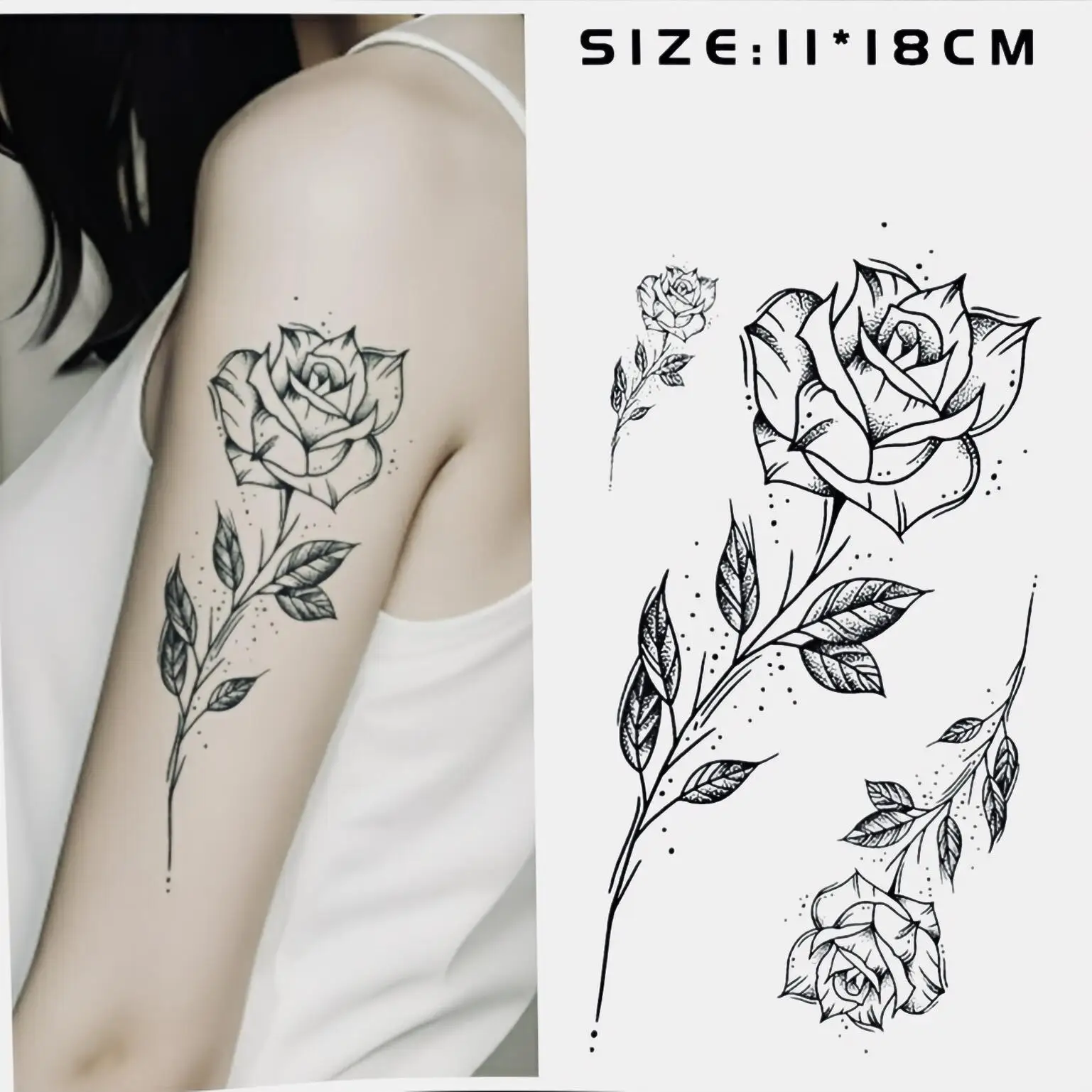 Rose Temporary Tattoos,Tattoo Stickers,Waterproof Long-Lasting 15 Days,Semi-Permanent Fake Tattoo,body art for Men Women
Rose Temporary Tattoos,Tattoo Stickers,Waterproof Long-Lasting 15 Days,Semi-Permanent Fake Tattoo,body art for Men Women