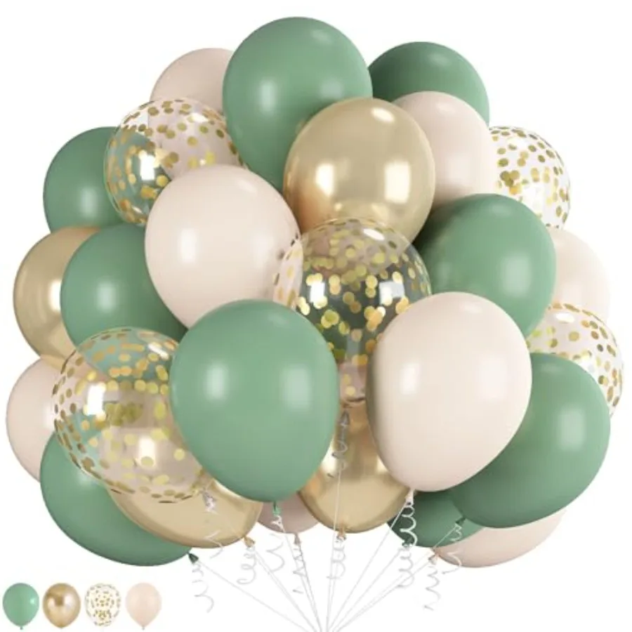 Balloons, 60 Pcs 12 Inch Olive Green White Balloons with Metallic Gold Confetti Balloon for Birthday Wedding Baby Shower Bridal
Balloons, 60 Pcs 12 Inch Olive Green White Balloons with Metallic Gold Confetti Balloon for Birthday Wedding Baby Shower Bridal