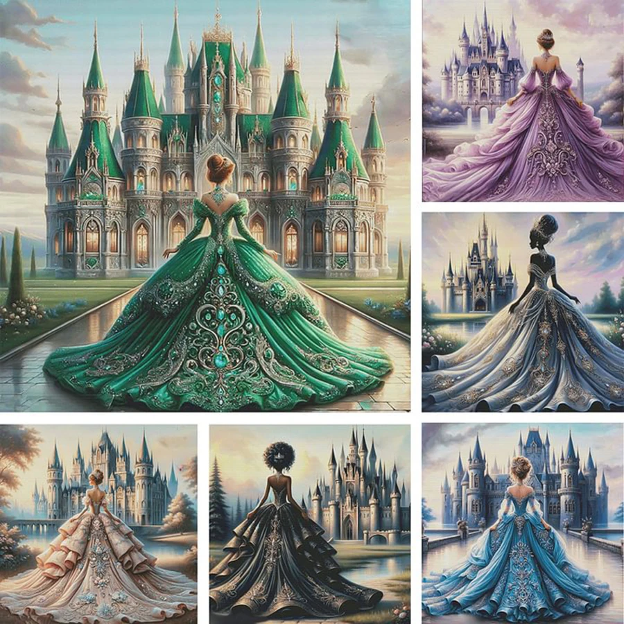 5D DIY Diamond Embroidery Long Color Dress Princess Back Painting Mosaic Jewelry Cross Embroidery Palace Castle Home Decoration
5D DIY Diamond Embroidery Long Color Dress Princess Back Painting Mosaic Jewelry Cross Embroidery Palace Castle Home Decoration