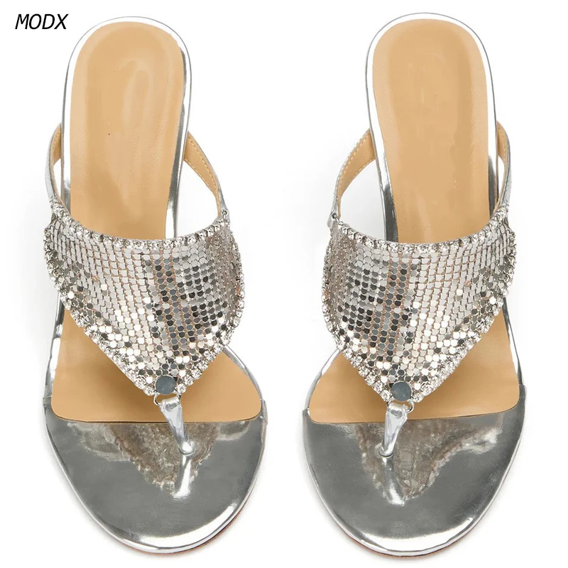Women Silver Metallic Thong Mules Sequins Rhinestone Stiletto Heels Slip On Flip Flop High Heel Sandals Evening Club Party Heels
Women Silver Metallic Thong Mules Sequins Rhinestone Stiletto Heels Slip On Flip Flop High Heel Sandals Evening Club Party Heels