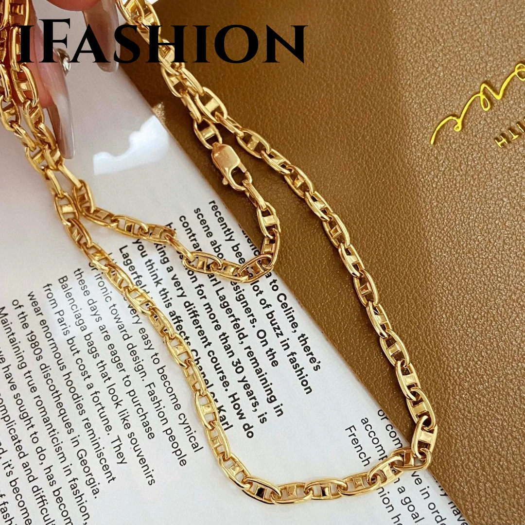 IFASHION Pig nose Chain Large Thick Chain Necklace 18k Gold Jewelry Real Gold Au750 Wedding Solid Party Gift Women Fine Jewelry
IFASHION Pig nose Chain Large Thick Chain Necklace 18k Gold Jewelry Real Gold Au750 Wedding Solid Party Gift Women Fine Jewelry
