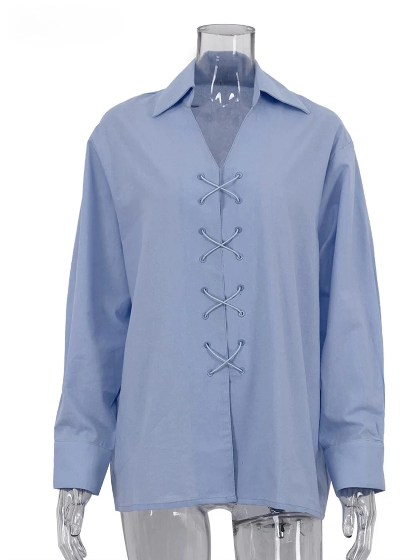 LIinar Casual Loose Blue Cotton Women's Blouse 2024 Fashion Lapel Long Sleeve Shirt Elegant Classic Solid Top Female Clothing
LIinar Casual Loose Blue Cotton Women's Blouse 2024 Fashion Lapel Long Sleeve Shirt Elegant Classic Solid Top Female Clothing