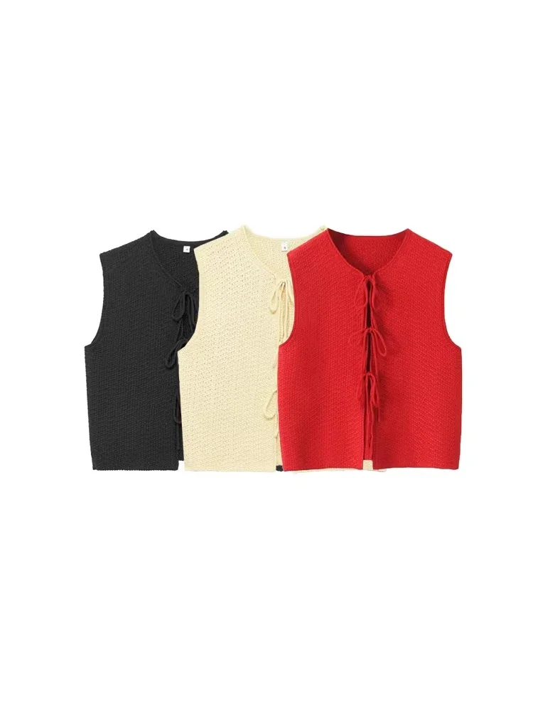 GELITAYIN TRZA-Women's Knitted Vest With Tied, O Neck, Sleeveless Sweater, Female Waistcoat, Chic Tops, Fashion
GELITAYIN TRZA-Women's Knitted Vest With Tied, O Neck, Sleeveless Sweater, Female Waistcoat, Chic Tops, Fashion