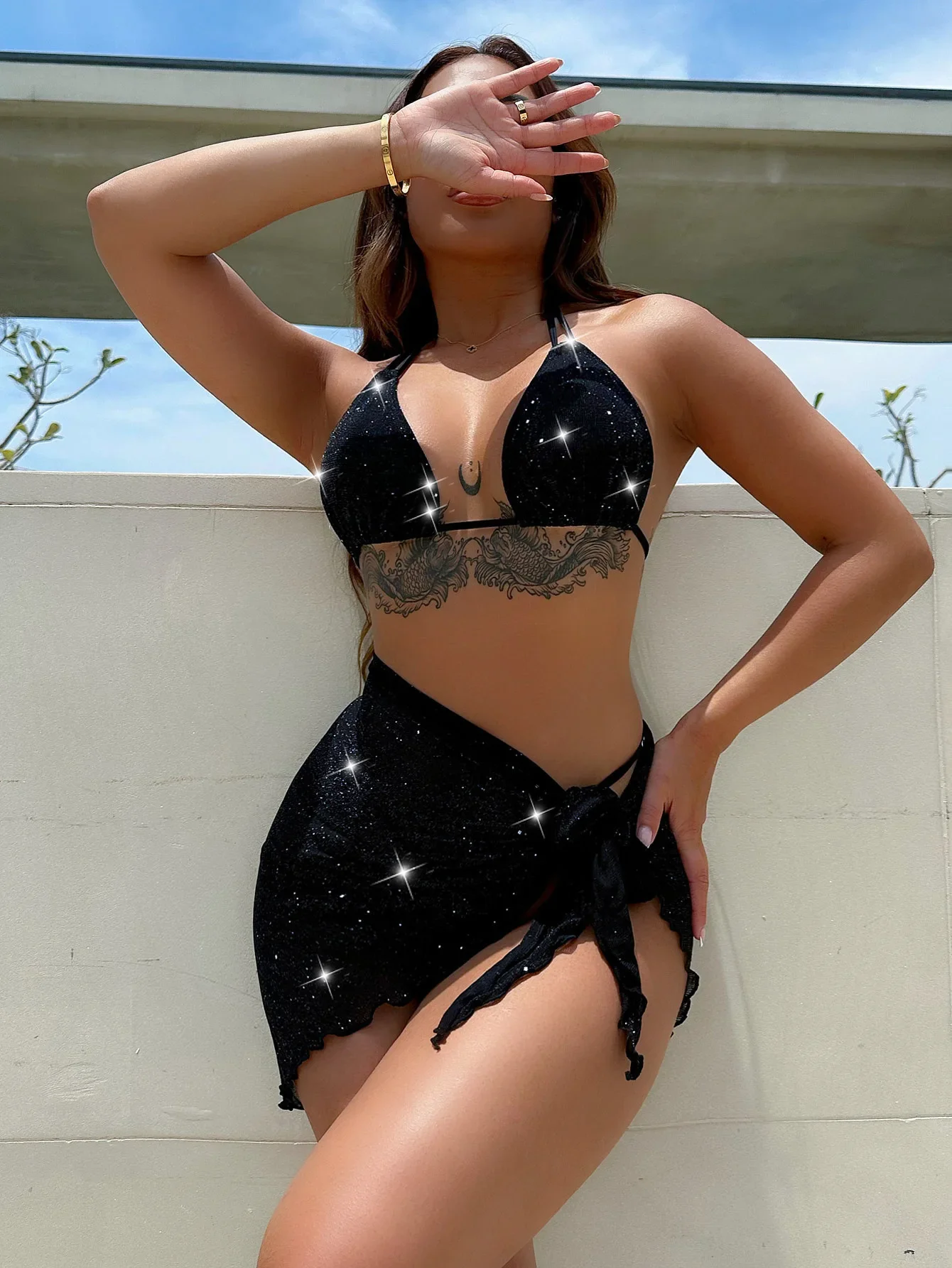 Women's Three-piece Swimsuit 2025 Glitter Sparkling Wrap Around Bikini Women Swimwear Sexy Bikini Set Beach Outfits For Women
Women's Three-piece Swimsuit 2025 Glitter Sparkling Wrap Around Bikini Women Swimwear Sexy Bikini Set Beach Outfits For Women