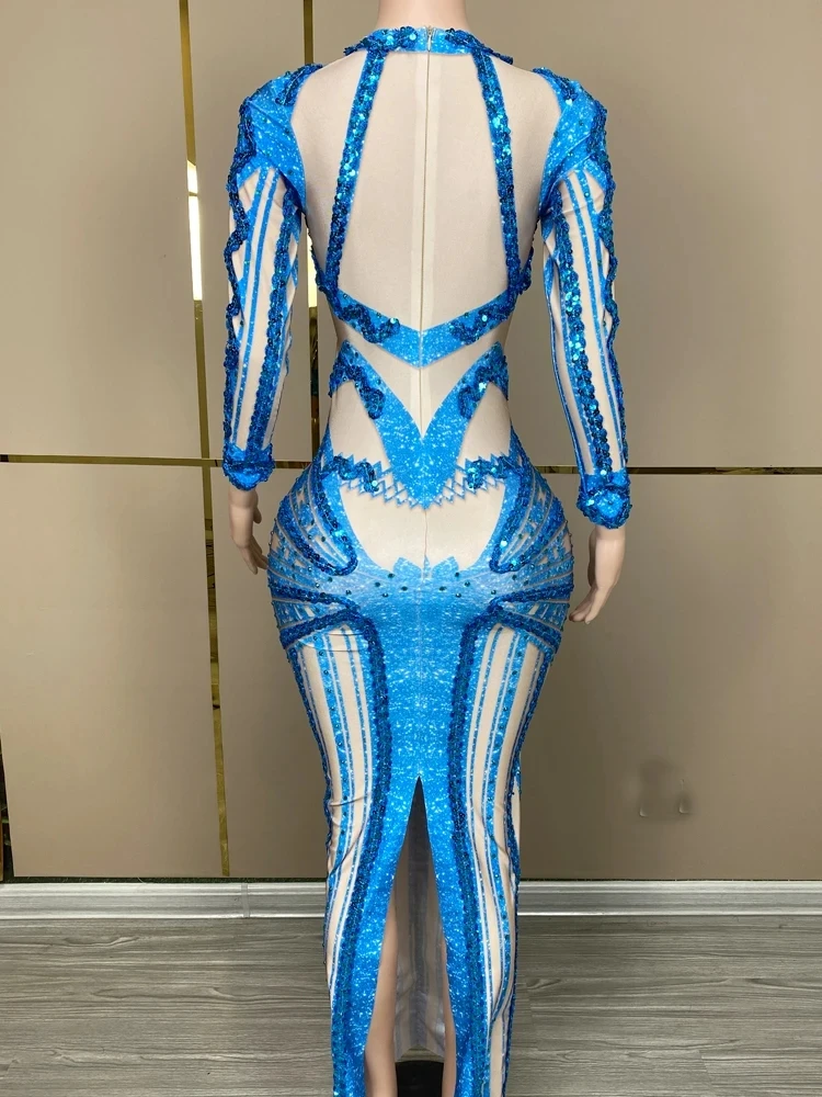 Blue Bandage Sequins wrap Evening Dress Mesh See Through Drag Queen Club Party Birthday Special Ocassion Sexy costume festival
Blue Bandage Sequins wrap Evening Dress Mesh See Through Drag Queen Club Party Birthday Special Ocassion Sexy costume festival