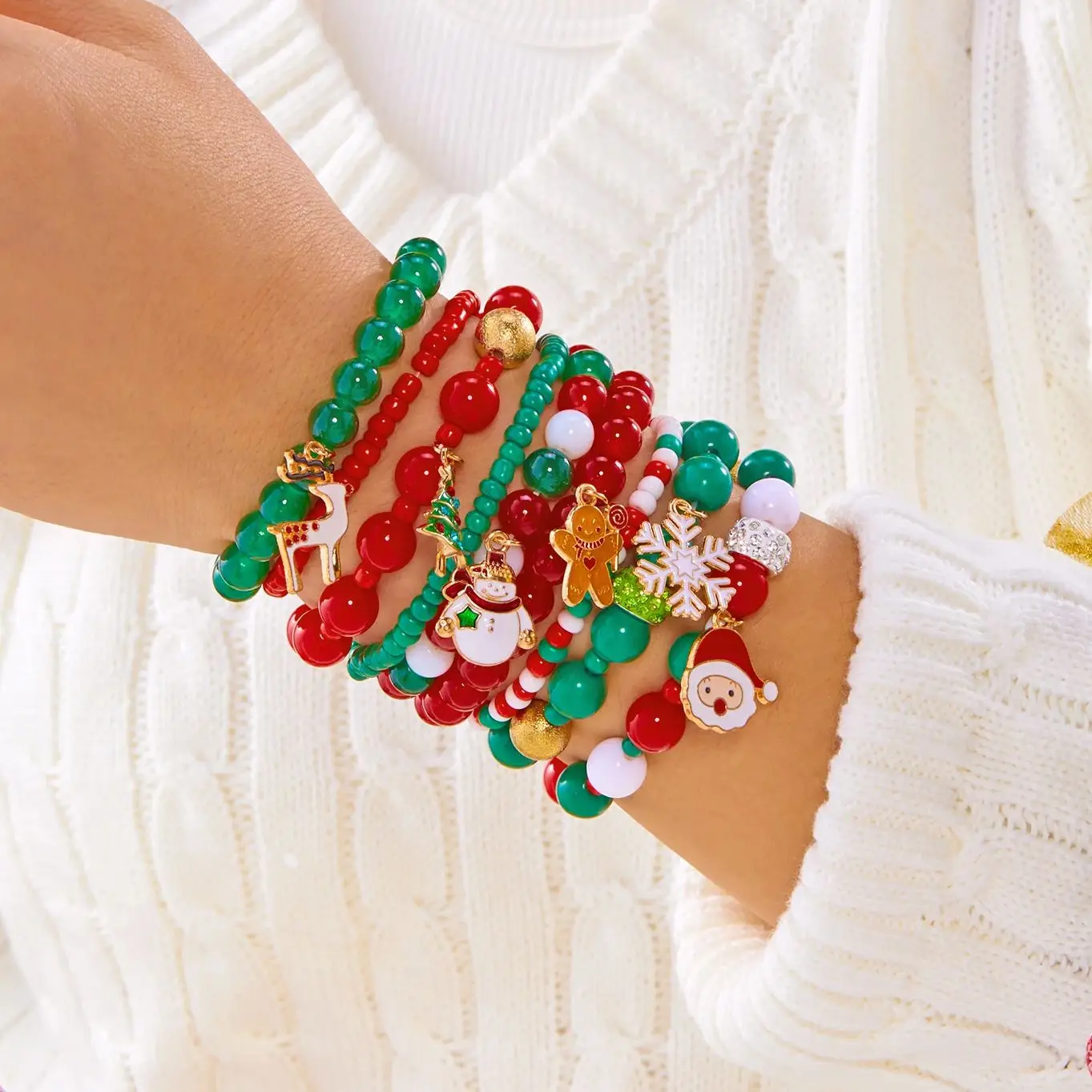 10Pcs Christmas Crystal Beaded Stackable Bracelets Set for Women Cute Santa Claus Snowflake Bracelets Party Jewelry Xmas Gifts
10Pcs Christmas Crystal Beaded Stackable Bracelets Set for Women Cute Santa Claus Snowflake Bracelets Party Jewelry Xmas Gifts