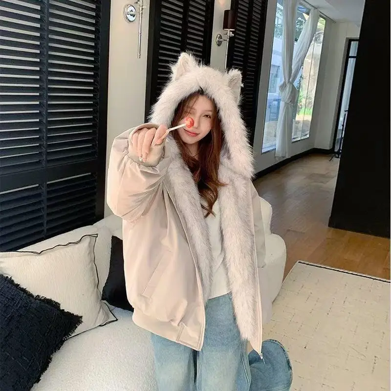 Women's 2026 New Korean Version Hooded Fluffy Jacket Winter Velvet Thicken Cotton-padded Clothes Female Outwear
Women's 2026 New Korean Version Hooded Fluffy Jacket Winter Velvet Thicken Cotton-padded Clothes Female Outwear