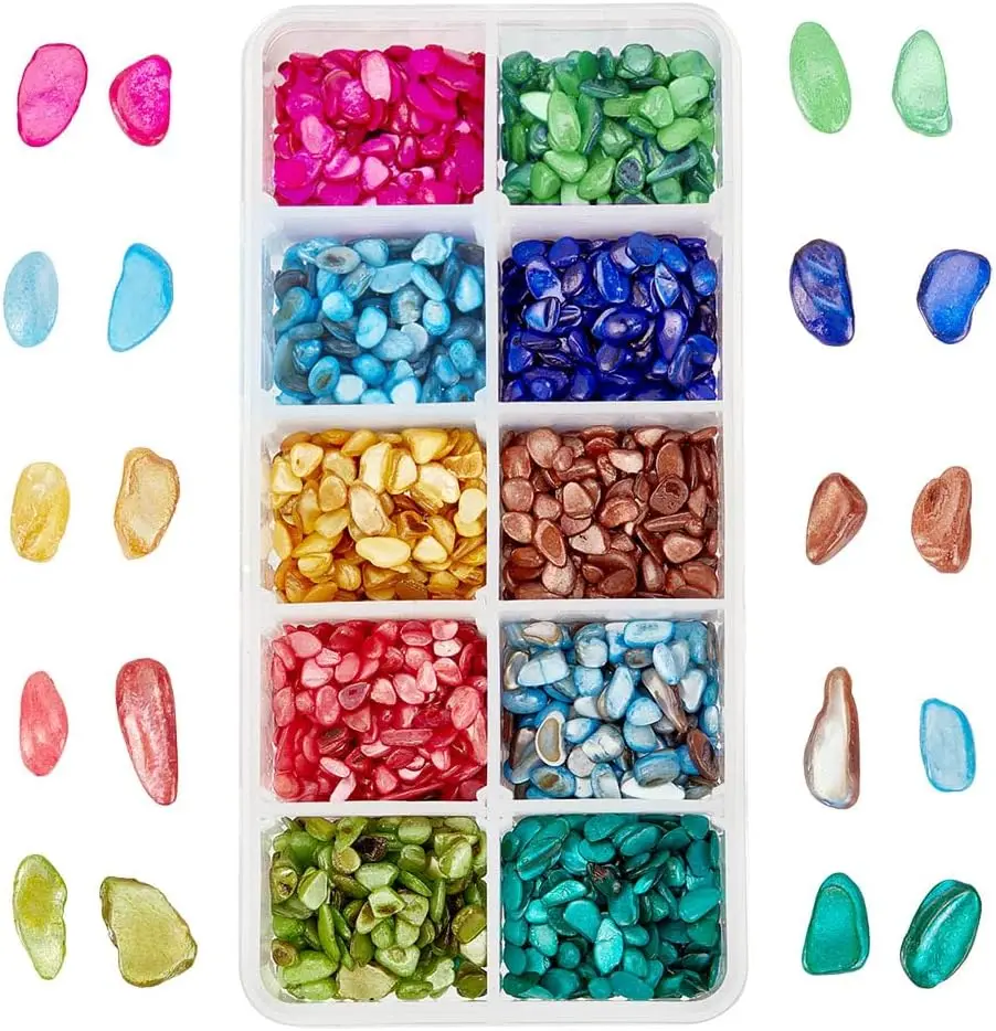 120G 10 Colors Shell Beads No Hole Beads Dyed Chip Mixed Color 1~15x1~15x0.5~5mm 12g/color
120G 10 Colors Shell Beads No Hole Beads Dyed Chip Mixed Color 1~15x1~15x0.5~5mm 12g/color