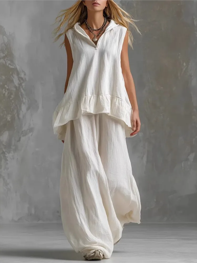 Summer Cotton Linen Casual Home 2 Piece Set For Women 2026 Fashion White Short Sleeve Shirt And Pants Two Piece Sets Tracksuit
Summer Cotton Linen Casual Home 2 Piece Set For Women 2026 Fashion White Short Sleeve Shirt And Pants Two Piece Sets Tracksuit
