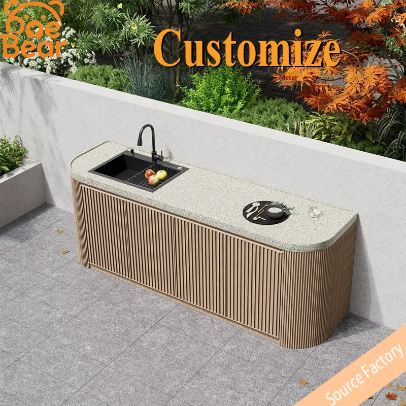 Integrated natural marble countertop basin, arc storage cabinet, balcony barbecue station, workbench, outdoor sink.
Integrated natural marble countertop basin, arc storage cabinet, balcony barbecue station, workbench, outdoor sink.