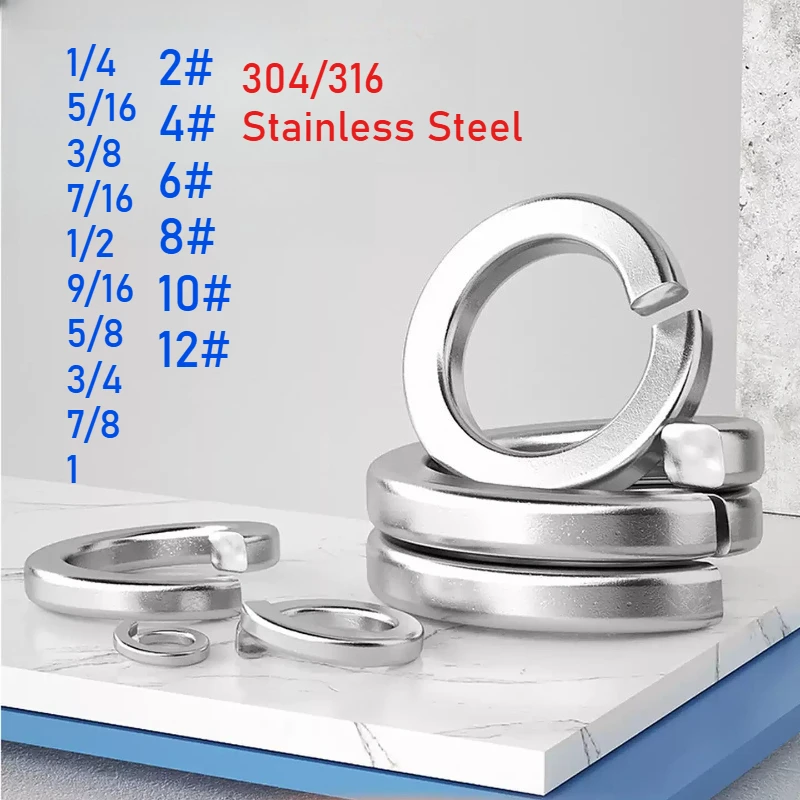 2#~12# 1/4 5/16 3/8 7/16 1/2 9/16 5/8 3/4 7/8 1 304/316 Stainless Steel US/UK Standard Spring Washer Split Lock Elastic Gasket
2#~12# 1/4 5/16 3/8 7/16 1/2 9/16 5/8 3/4 7/8 1 304/316 Stainless Steel US/UK Standard Spring Washer Split Lock Elastic Gasket