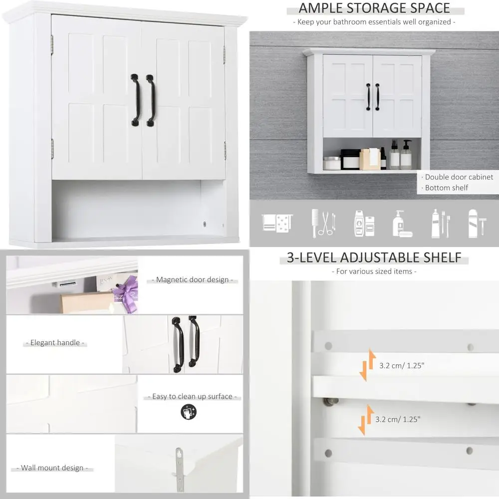 3-Tier Adjustable Shelf Bathroom Wall Cabinet with 2 Doors, Over The Toilet Storage Solution
3-Tier Adjustable Shelf Bathroom Wall Cabinet with 2 Doors, Over The Toilet Storage Solution