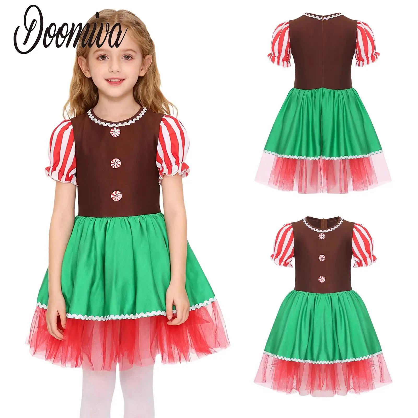 Girls Christmas Gingerbread Man Costume Dance Santa Tutu Dress Short Sleeves Leotard Tulle Dress for Holiday Theme Party Cosplay
Girls Christmas Gingerbread Man Costume Dance Santa Tutu Dress Short Sleeves Leotard Tulle Dress for Holiday Theme Party Cosplay