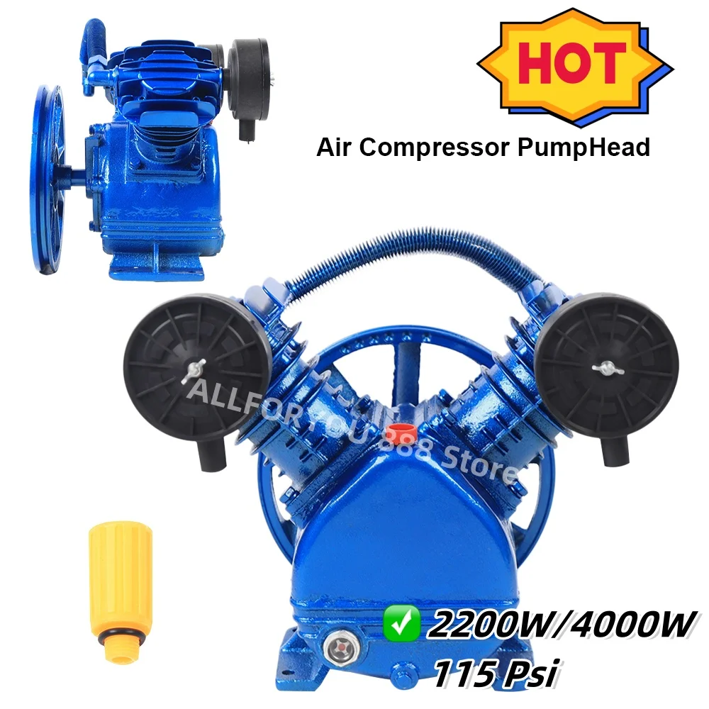 2200W/4000W 115 Psi V Air Compressor Pump Head For 2 Piston Motor Twin Cylinder Single Stage
2200W/4000W 115 Psi V Air Compressor Pump Head For 2 Piston Motor Twin Cylinder Single Stage