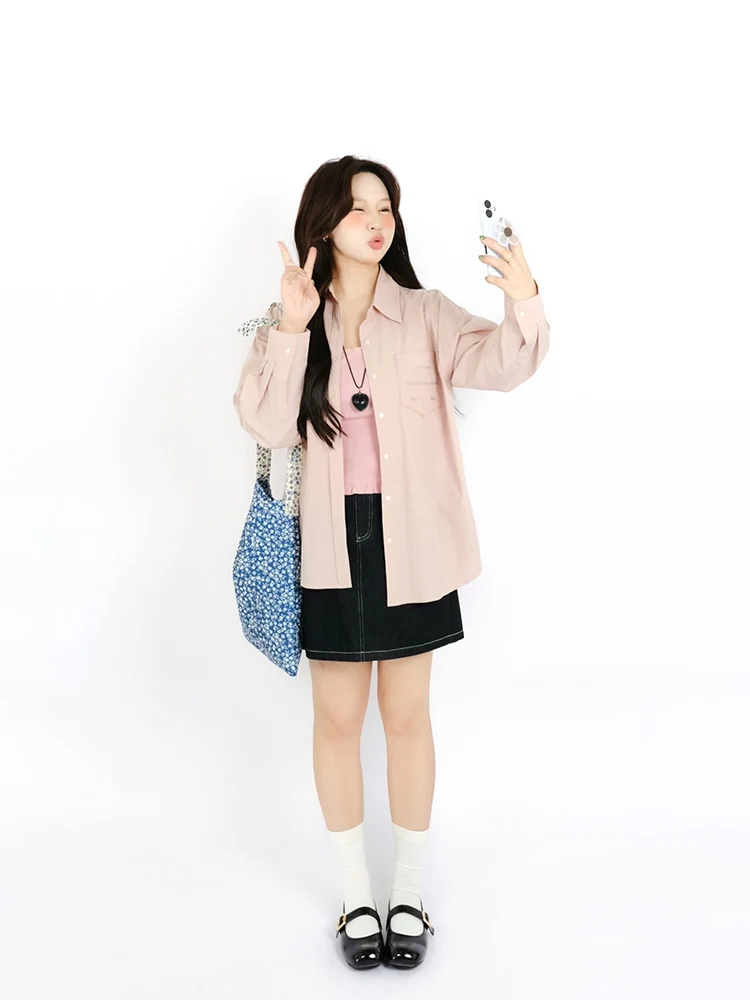 Корейская вышитая рубашка Ele для женщин больших размеров, весенняя, хлопковая, с длинным рукавом, повседневная модная верхняя одежда
Корейская вышитая рубашка Ele для женщин больших размеров, весенняя, хлопковая, с длинным рукавом, повседневная модная верхняя одежда