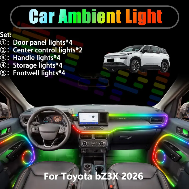 For Toyota bZ3X 2026 EG10 AY502 2/18 in 1 Car ambient lighting Led trunk interior led lights USB RGB Ensemble Streamer Parts
For Toyota bZ3X 2026 EG10 AY502 2/18 in 1 Car ambient lighting Led trunk interior led lights USB RGB Ensemble Streamer Parts