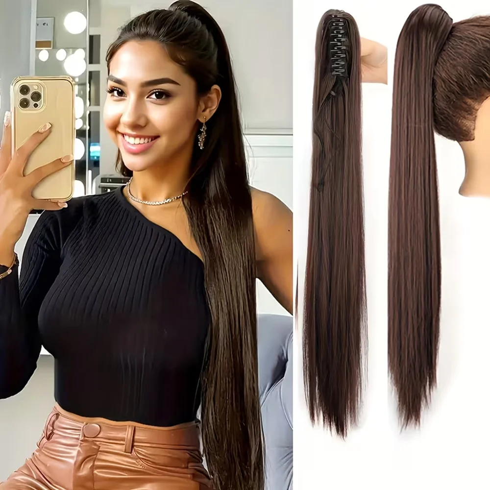 24-дюймовый наращивание хвоста с когтями, термостойкие мягкие волосы, синтетическое волокно, прямой стиль, идеально подходит для женской повседневной носки, хвост
24-дюймовый наращивание хвоста с когтями, термостойкие мягкие волосы, синтетическое волокно, прямой стиль, идеально подходит для женской повседневной носки, хвост