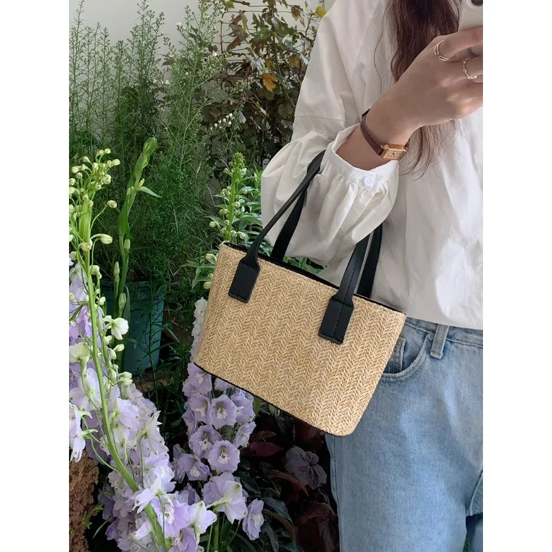 Knit Travel Bags Straw Woven Beach Bag Wrist Pack Women Handle Female Bucket Tote Bags Rattan Ladies Purses Handbag
Knit Travel Bags Straw Woven Beach Bag Wrist Pack Women Handle Female Bucket Tote Bags Rattan Ladies Purses Handbag
