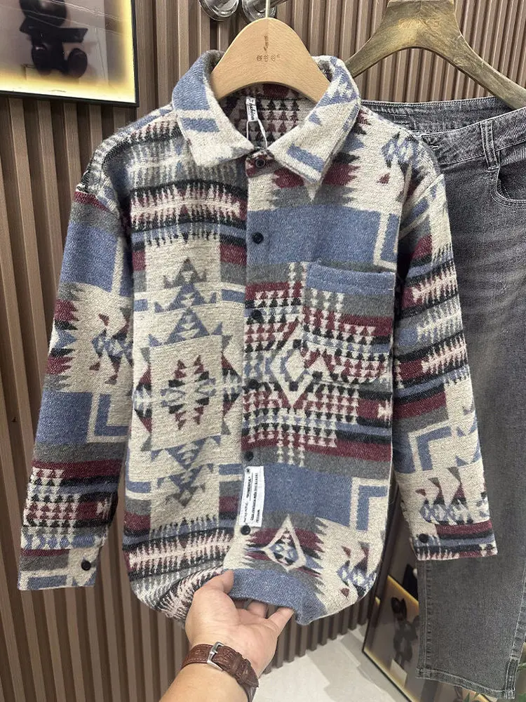 British Style Heavyweight Trendy Long Sleeve Shirt American Thick Loose Print Jacket Top for Men Autumn Season Casual Wear
British Style Heavyweight Trendy Long Sleeve Shirt American Thick Loose Print Jacket Top for Men Autumn Season Casual Wear