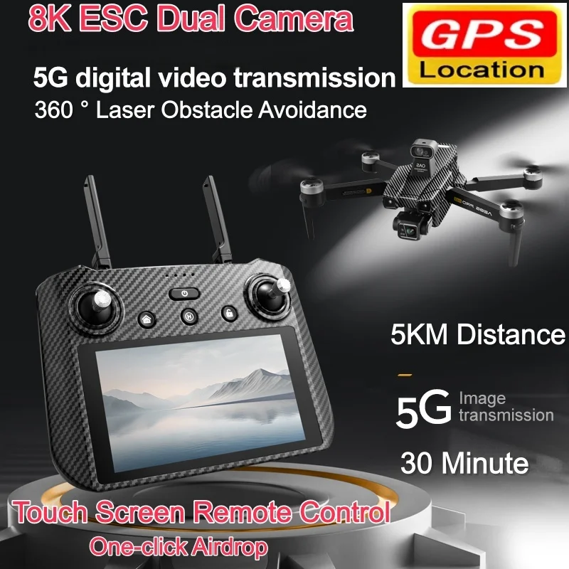 Brushless 8K ESC Dual Camera Drone GPS 3-Axis Gimbal 8K HD ESC Camera 5KM 5G WiFi FPV Dron One-click Airdrop RC Quadcopter Toy
Brushless 8K ESC Dual Camera Drone GPS 3-Axis Gimbal 8K HD ESC Camera 5KM 5G WiFi FPV Dron One-click Airdrop RC Quadcopter Toy