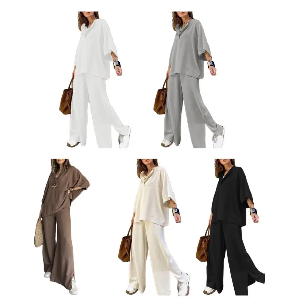Women's Sets Two 2pcs Casual V Neck Long Sleeve Loose Blouse & High Elastic Wide Leg Loose Pant Suits Loose Lounge Set
Women's Sets Two 2pcs Casual V Neck Long Sleeve Loose Blouse & High Elastic Wide Leg Loose Pant Suits Loose Lounge Set
