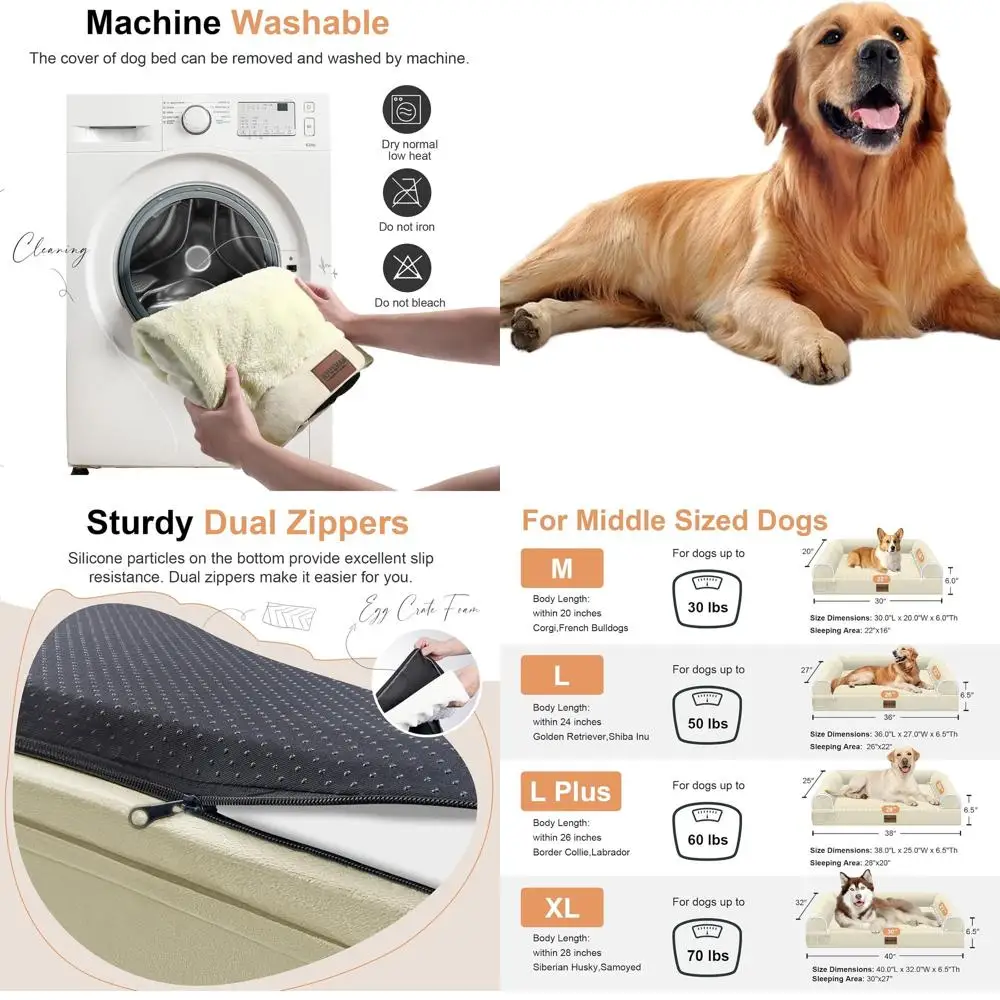 Orthopedic Washable XL Dog Bed with Bolster, Egg Crate Foam, Waterproof Cover - Beige
Orthopedic Washable XL Dog Bed with Bolster, Egg Crate Foam, Waterproof Cover - Beige
