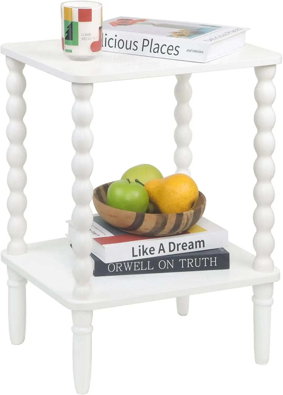 White End Table, Small Side Table with Storage Shelf, 2-Tier Modern NightStand for Bedroom, Living Room, Small Spaces (White)
White End Table, Small Side Table with Storage Shelf, 2-Tier Modern NightStand for Bedroom, Living Room, Small Spaces (White)