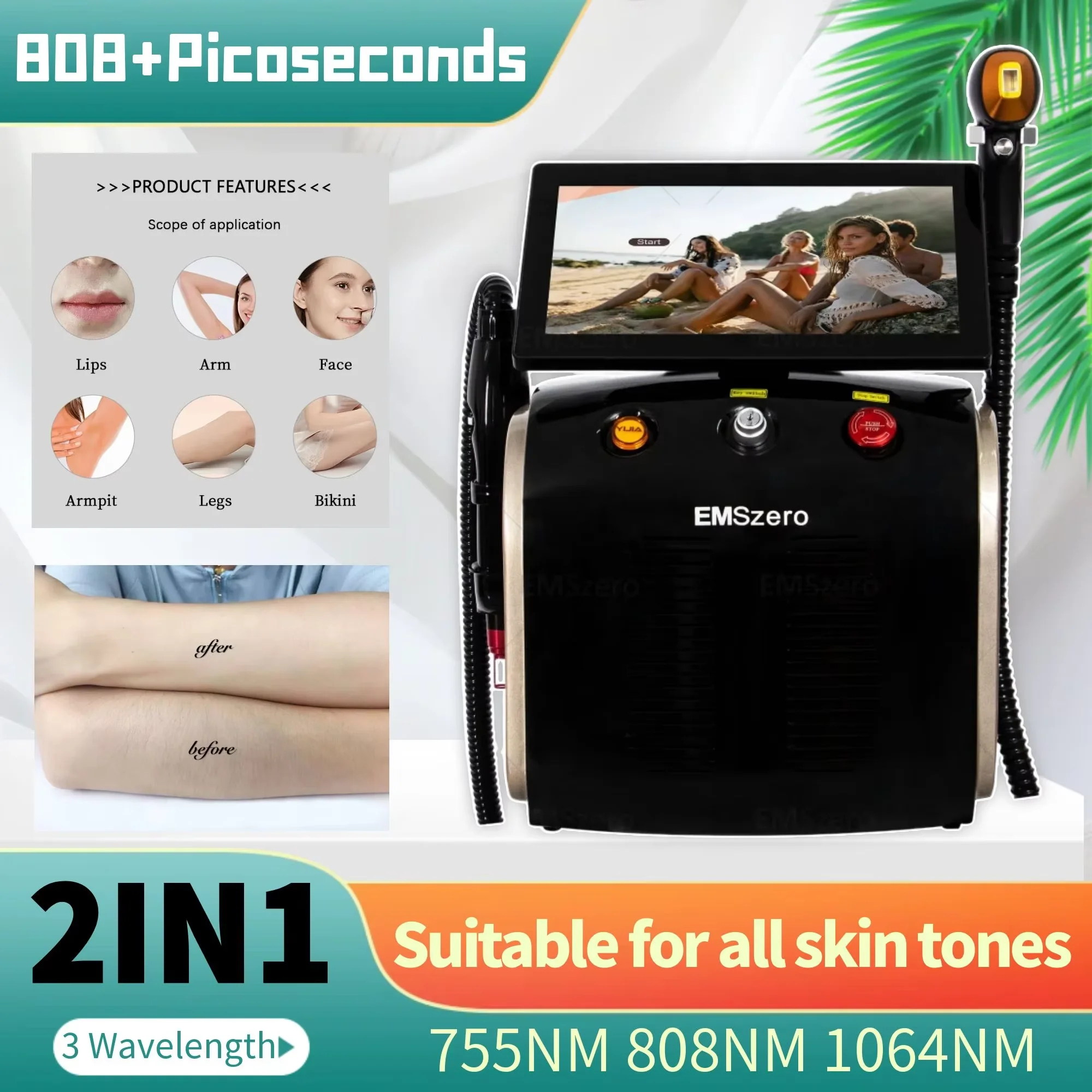 2-in-1 Professional Diode Ice Laser Body Hair Removal Machine 808 755 1064 Alexandrite Device 3 Waves IPL Permanent Hair Removal
2-in-1 Professional Diode Ice Laser Body Hair Removal Machine 808 755 1064 Alexandrite Device 3 Waves IPL Permanent Hair Removal