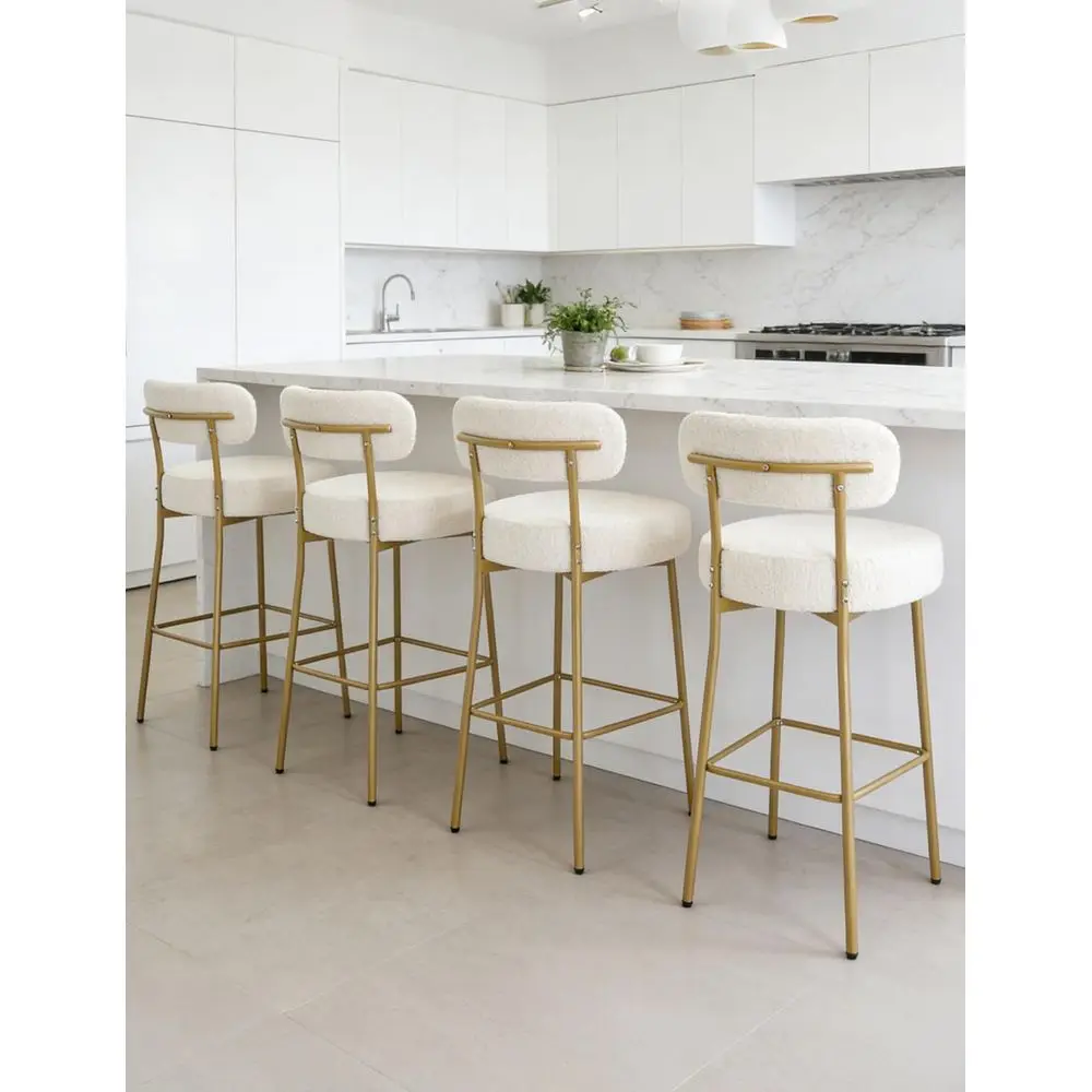 Set of 4 Upholstered Counter Height Bar Stools with 24 Seats and Gold Legs for Kitchen Island or Bar
Set of 4 Upholstered Counter Height Bar Stools with 24 Seats and Gold Legs for Kitchen Island or Bar