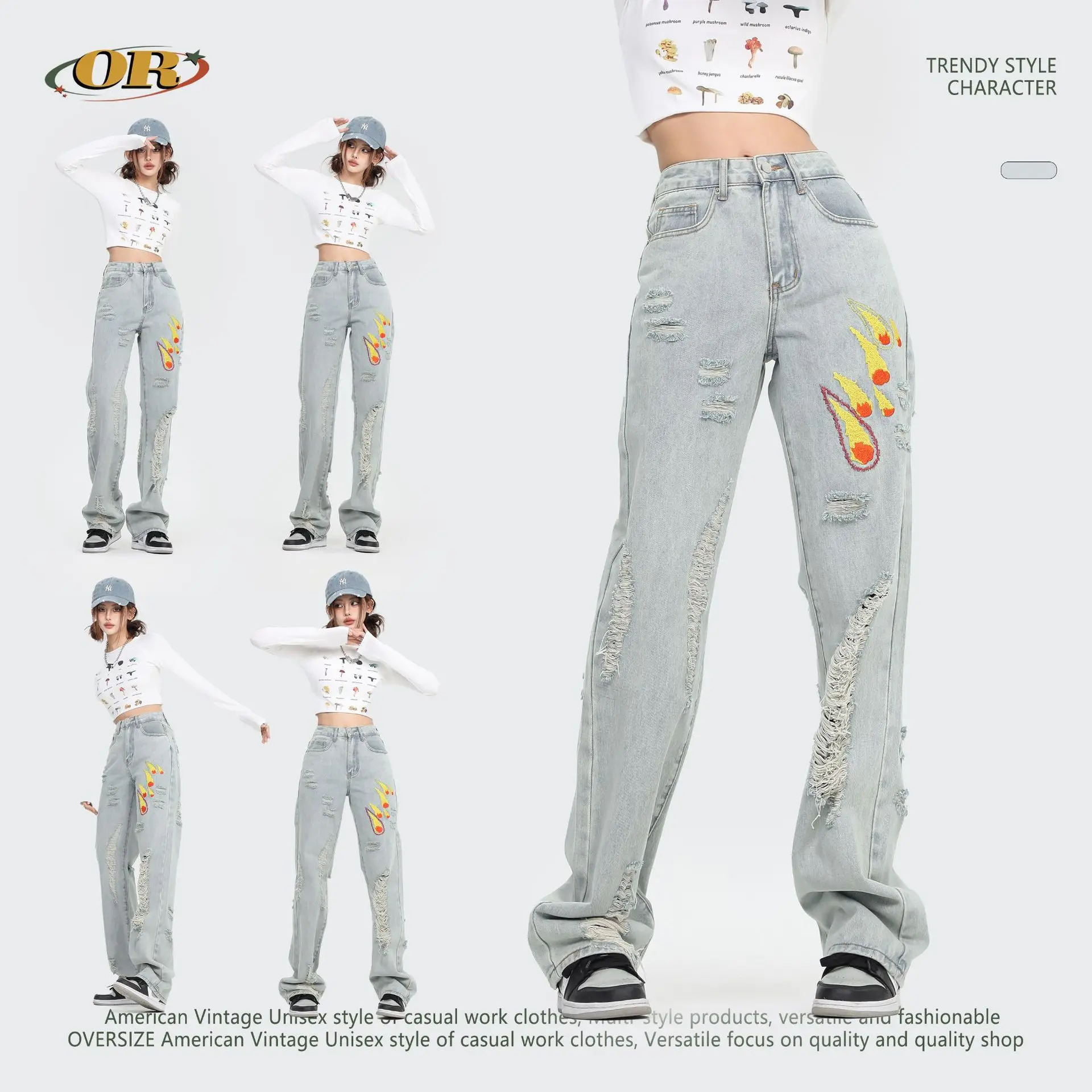 Women Jeans Men Unisex Retro Classic Y2K Punk Hip Hop Embroidery Ripped Straight Jeans Couple Student Outdoor Sport Casual Pants
Women Jeans Men Unisex Retro Classic Y2K Punk Hip Hop Embroidery Ripped Straight Jeans Couple Student Outdoor Sport Casual Pants