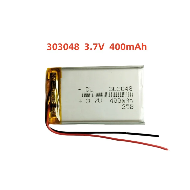 3.7V 400mAh Li-Polymer Replacement Li Lipo Battery 303048 JST 2Pin 1.0/1.25/1.5/2.0/2.54mm Connector For GPS Camera LED
3.7V 400mAh Li-Polymer Replacement Li Lipo Battery 303048 JST 2Pin 1.0/1.25/1.5/2.0/2.54mm Connector For GPS Camera LED
