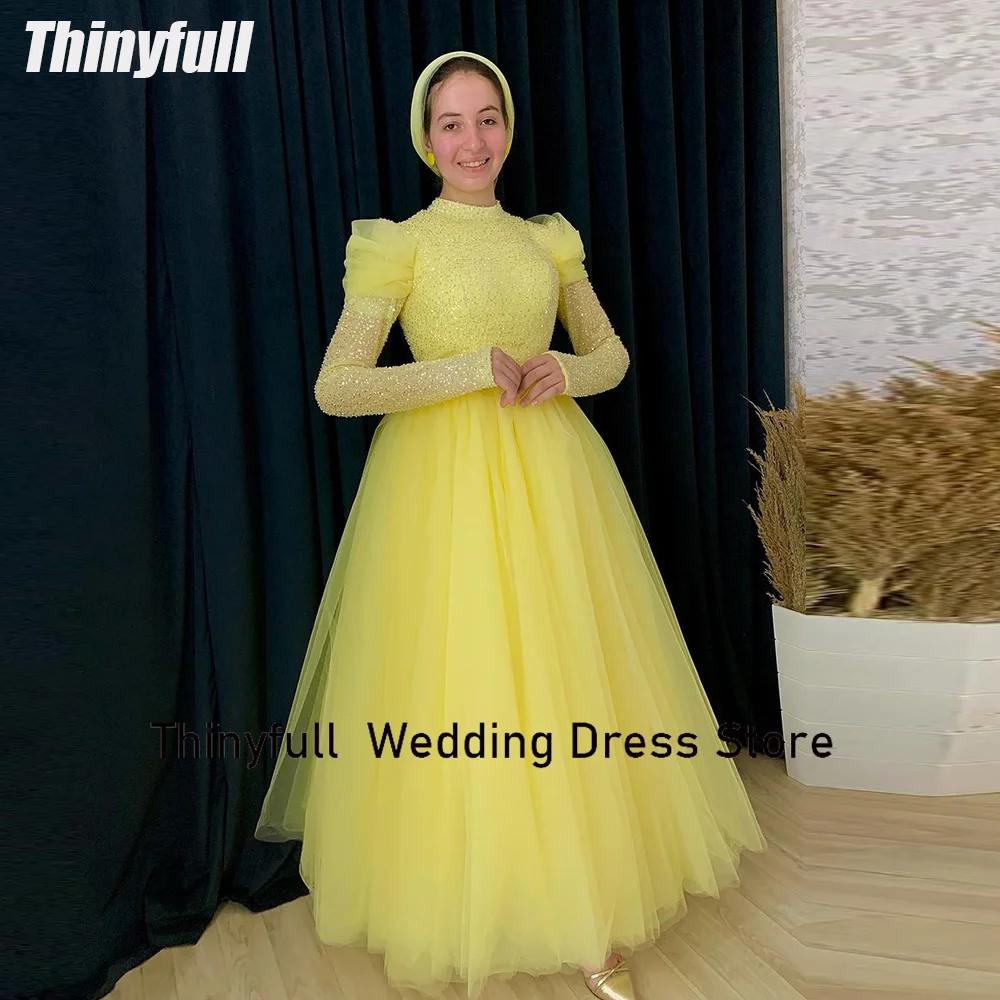 Thinyfull Tulle Muslim Arab Prom Dresses A-line Long Sleeveless High Neck Evening Party Gown Glitter Formal Occasion Dress 2024
Thinyfull Tulle Muslim Arab Prom Dresses A-line Long Sleeveless High Neck Evening Party Gown Glitter Formal Occasion Dress 2024