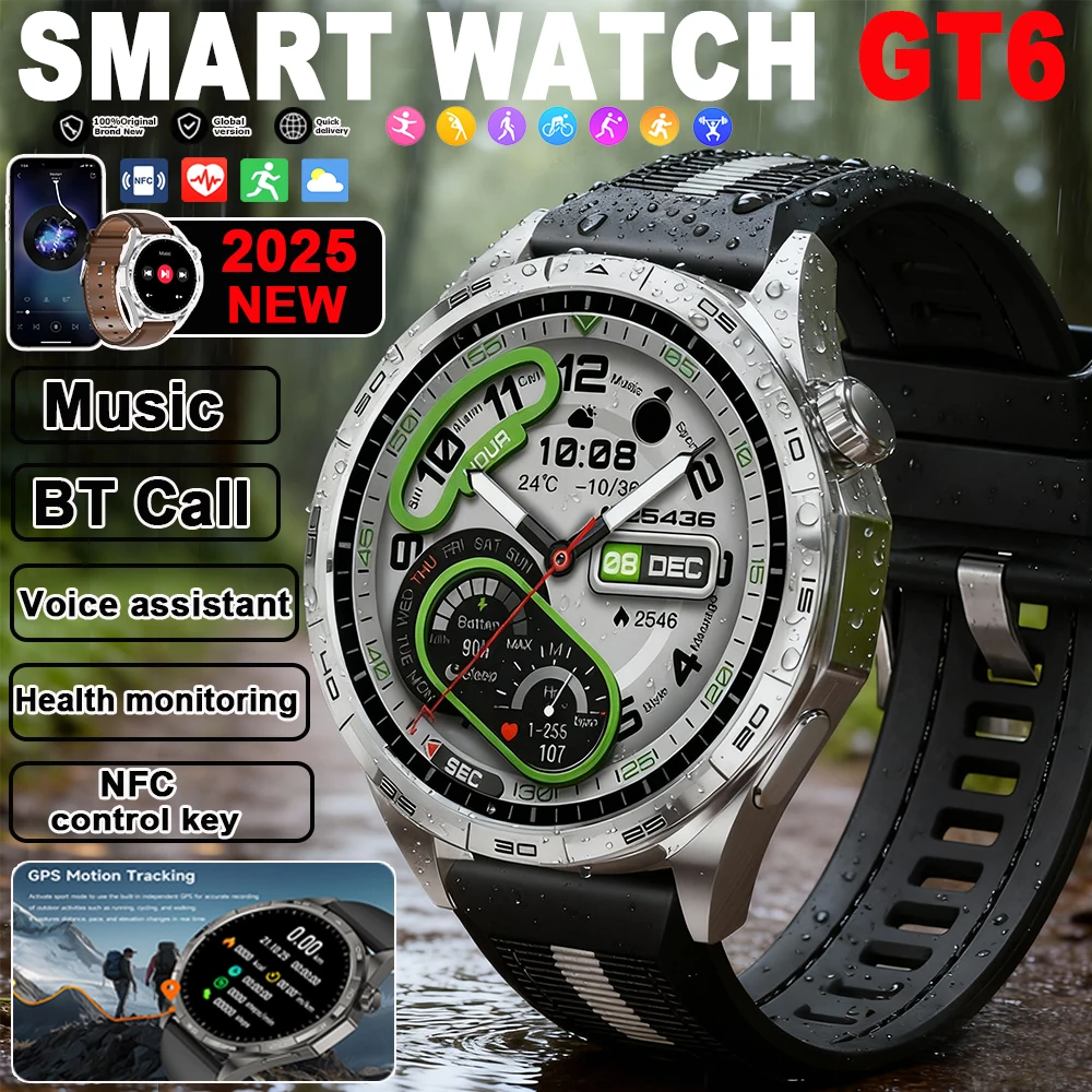 Smart Watch GT6 Pro GPS NFC Smartwatch Men 1.53” AMOLED Screen Heart Rate Monitor Bluetooth Call IP68 Waterproof Men Smartwatch
Smart Watch GT6 Pro GPS NFC Smartwatch Men 1.53” AMOLED Screen Heart Rate Monitor Bluetooth Call IP68 Waterproof Men Smartwatch