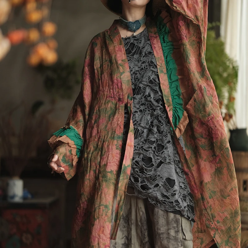 Женские повседневные плащи большого размера, Новое поступление, весна 2022, винтажный стиль, свободные женские льняные длинные куртки с цветочным принтом M1304
Женские повседневные плащи большого размера, Новое поступление, весна 2022, винтажный стиль, свободные женские льняные длинные куртки с цветочным принтом M1304