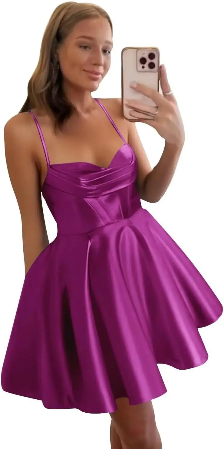 Short Satin Sweetheart Homecoming Dresses Spaghetti Strap Mini Cocktail Party Dress for Teens Short Prom Dress Graduation Dress
Short Satin Sweetheart Homecoming Dresses Spaghetti Strap Mini Cocktail Party Dress for Teens Short Prom Dress Graduation Dress
