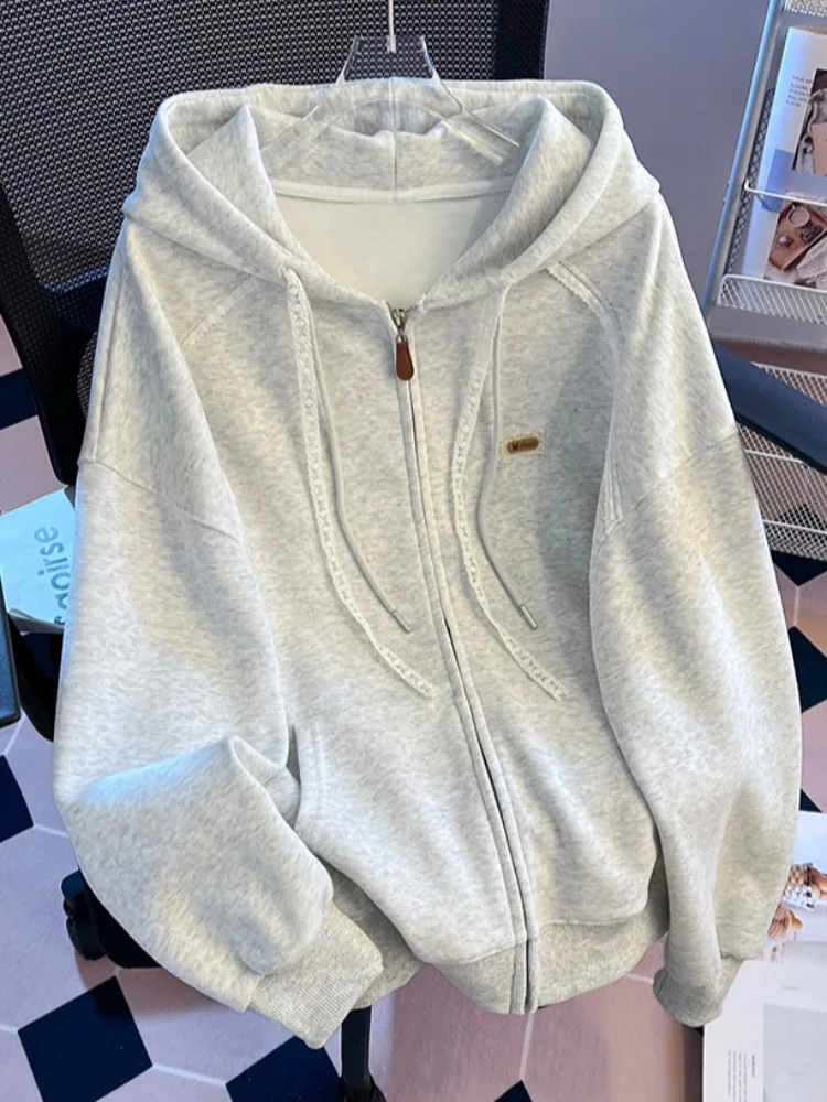 Pure Cotton ey Hooded Cardigan Women's Spring Autumn Lazy Sle Small Size Top Self-Kee Design Loose Fit Long Sve
Pure Cotton ey Hooded Cardigan Women's Spring Autumn Lazy Sle Small Size Top Self-Kee Design Loose Fit Long Sve