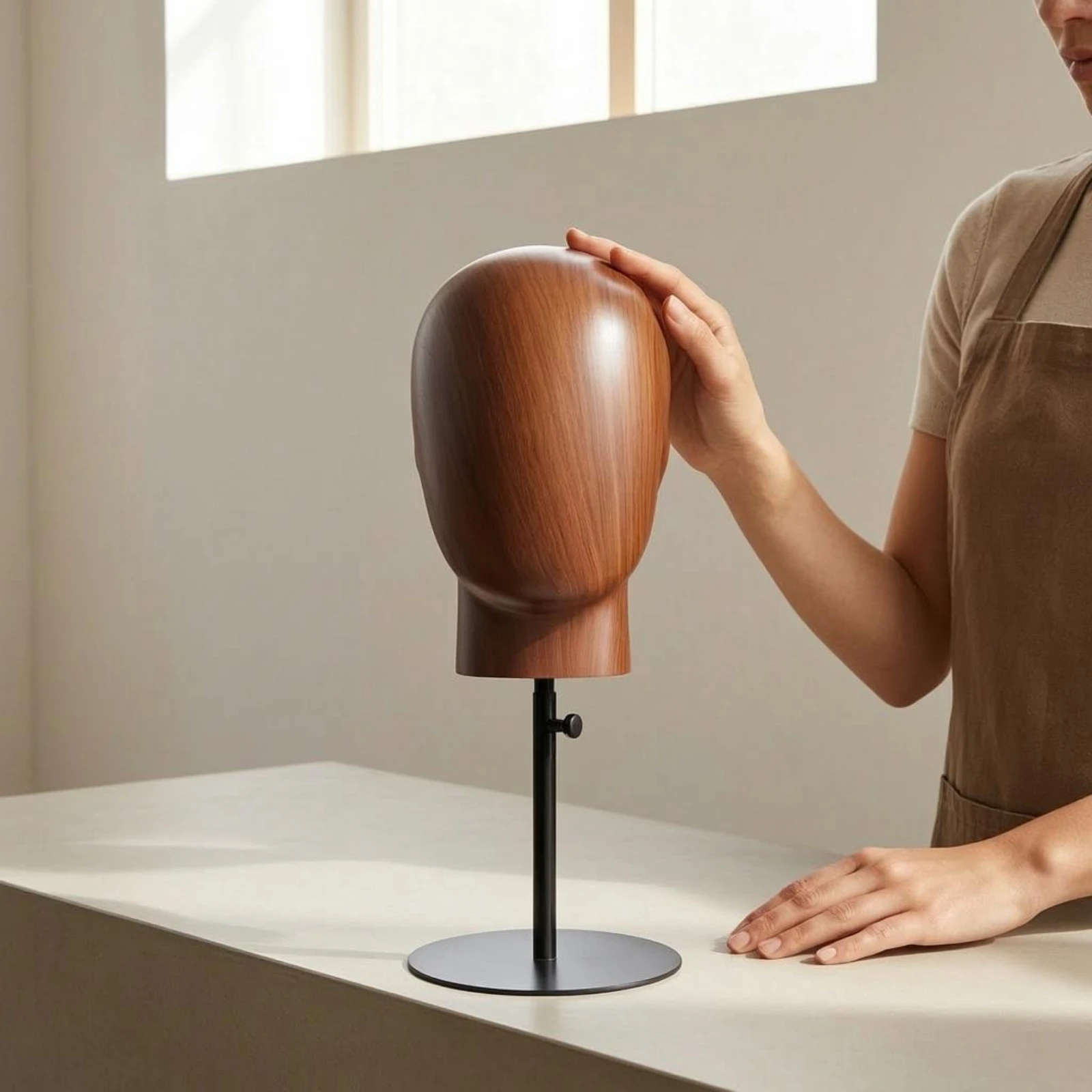 Head-Shaped Display Stand Adjustable Height Hairpiece Stand Hat Display Head Wood-Grain Finish Beauty Supply Polished Sculpted
Head-Shaped Display Stand Adjustable Height Hairpiece Stand Hat Display Head Wood-Grain Finish Beauty Supply Polished Sculpted