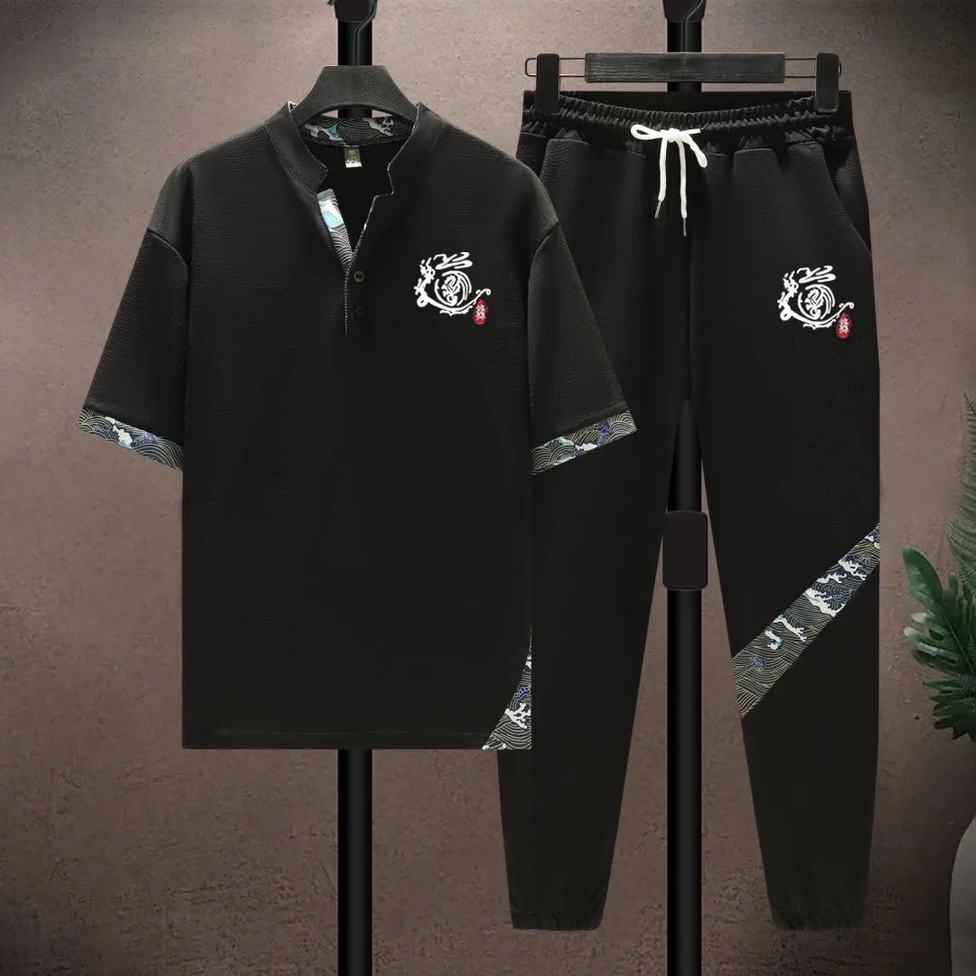 Summer New Fashion Trendy Breathable Short Sleeve T-shirt and Pants Set Men's Casual Loose Sport High Quality Two-Piece Set
Summer New Fashion Trendy Breathable Short Sleeve T-shirt and Pants Set Men's Casual Loose Sport High Quality Two-Piece Set